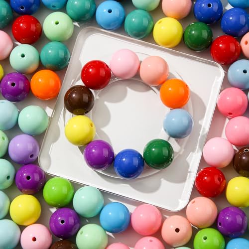 180pcs Chunk Bubblegum Beads 20mm Deep Color Acrylic Bead Pen Ball Beads for Pen Bag Jewelry Making Necklace Bracelets (deep Color) - color: deep color