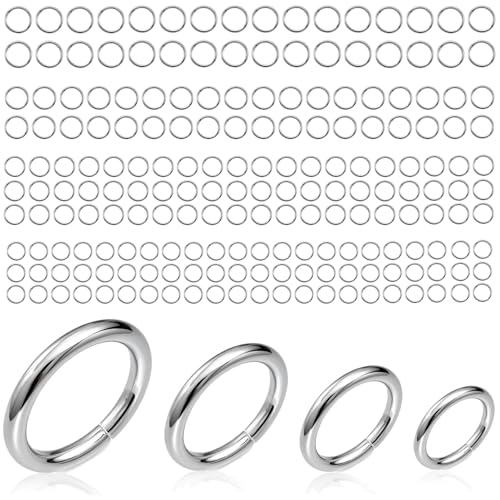 2000 PCs No Tarnish Stainless Steel Jump Rings for Jewelry Making, 4 Sizes 4-7mm, 20 Gauge Thickness, Silver (Mixed Size) - color: Mixed Size