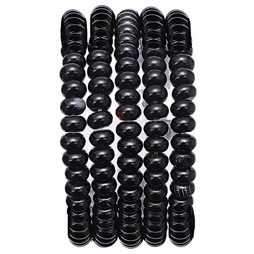 BEADIA Natural Black Agate Stone Rondelle 4x6mm Loose Semi Gemstone Beads for Jewelry Making 38cm - color: Black Agate Rondelle, size: 4x6mm