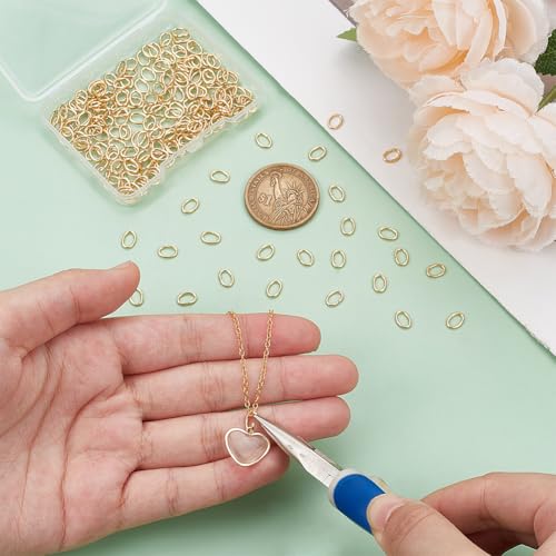 UNICRAFTALE 200Pcs Real 18K Gold Plated Open Jump Rings 5mm Stainless Steel Oval Jump Rings Golden Rings Metal Rings Connector Rings for DIY Bracelet Pendant Jewelry Making Repair - size: 5mm