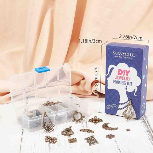 SUNNYCLUE 1 Box 72Pcs 12 Styles Filigree Connector Charms Flower Alloy Hollow Links Teardrop Square Oval Moon Shape Filigree Metal Embellishments for Crafts Supplies, Antique Bronze - color: 72pcs 12 Styles