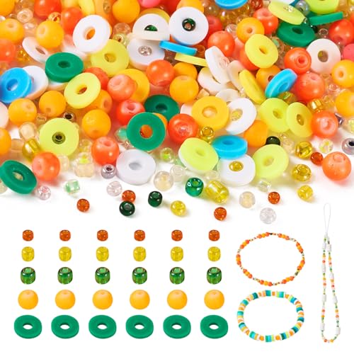 BB Beadthoven 6mm Clay, Glass, Plastic Disc Beads for Jewelry Making - Orange (4 Pieces) - color: Orange