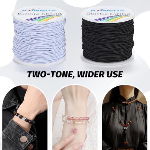 Elastic Cord 2 Rolls, 330 Feet, 1mm Sturdy Stretchy String, Elastic String for Bracelets, Beading, Necklaces, Jewelry Making, and Craft Supplies