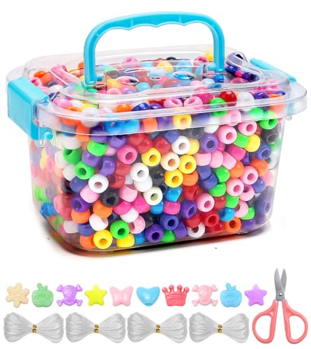 IOOLEEM Multi-Colored Bulk Pony Beads - 1000pcs Kit for Friendship Bracelets & Jewelry Making, Easy Storage - color: Multi-Colored