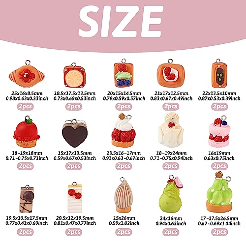 Craftdady Resin Plastic Miniature Food Snack Pendants Charms Ice Drink Juice Pendants Cute Bottle Fruit Keychain Charms Hang Ornament for DIY Craft Earring Bracelet Necklace Jewelry Making - color: Mixed Color Cake