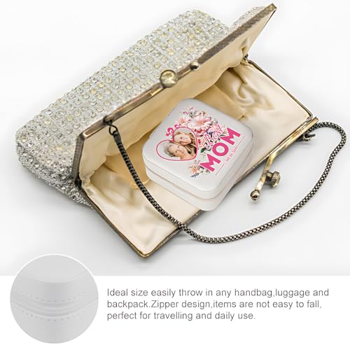 Custom Travel Jewelry Case For Mom Birthday Gifts, Moms Personalized Gift for Women from Daughter Son, We Love You Present for Mother Mommy Mothers Day Christmas - color: Mom