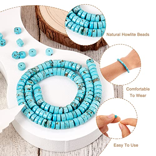 Craftdady 150Pcs 6mm Natural Stone Heishi Coin Disc Beads Flat Round Disk Gemstone Loose Beads Turquoise Color for Jewelry Craft Necklace Bracelet Making Hole: 1mm - color: Cyan Blue, 6mm