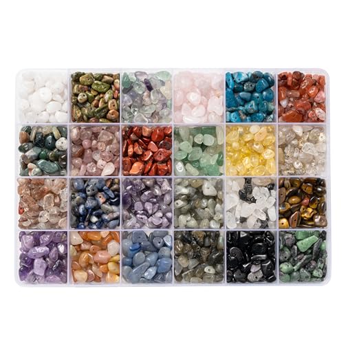 MineCrystals Jewelry Making Kit DIY Natural Crystal Chip Stones Beads Tools kit Jewelry Wires Findings Supplies Instruction Guide Gift Box for Adult Teens Craft Bracelet Earring Necklace