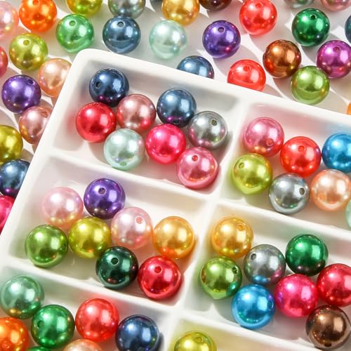 20mm Color Pearl Beads 180pcs Chunk Bubblegum Bead Color Beadbale Pen Ball Beads for Pen Bag Jewelry Making Necklace Bracelets (Pearl) - color: blue&red&green&yellow