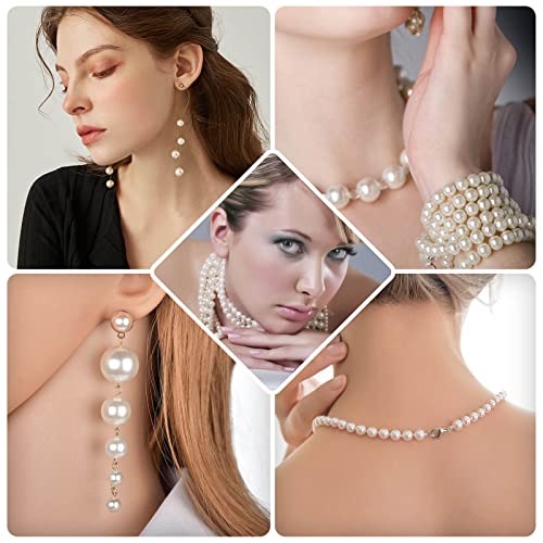 Pearl Beads for Craft, Anezus 500pcs Ivory Faux Fake Pearls, 10 MM Small Sew on Pearl Beads with Holes for Jewelry Making, Bracelets, Necklaces, Hairs, Crafts, Decoration and Vase Filler - size: 10 Mm