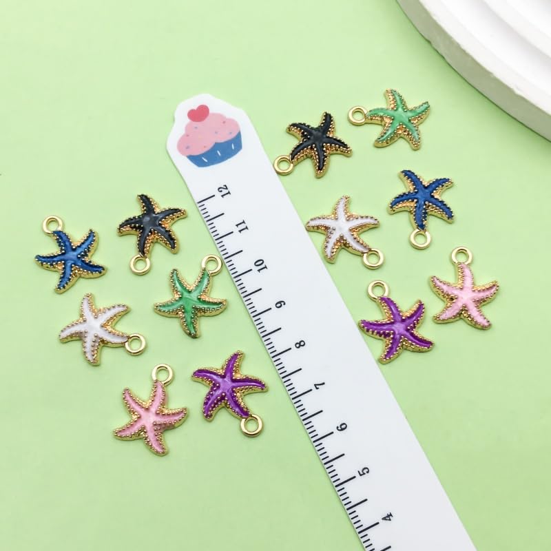 Sailanzi 48pcs Alloy enamel starfish series Pendant Jewelry Making DIY Keychain Earrings Pendant Various Design Charms for Jewelry Making Bracelets Necklace (SN823) - color: SN823