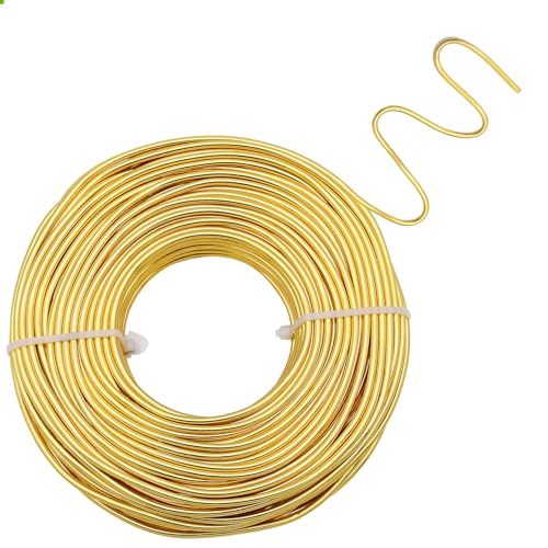 Golden Aluminum Craft Wire 3mm×100FT Bendable Metal Wire 9 Gauge for Christmas Jewelry Making DIY Art Projects Floral Fishing Reusable Wires - color: Golden, size: 9 Gauge(3mm)