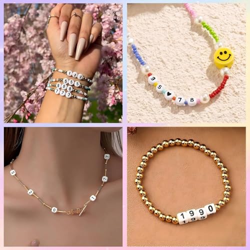 Looconi 300pcs Number Beads 5 Plastic Beads for Jewelry Making - color: Number5, size: 7x4mm