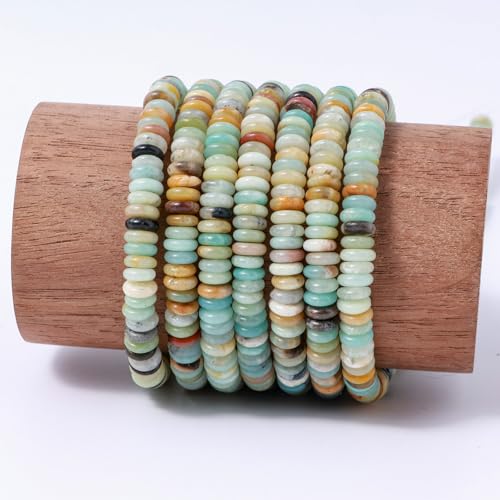 Natural Amazonite Disk Stone Spacer Beads 6x2mm 38cm/str Flat Rondelle Loose Semi Gemstone Caps for Making Bracelets Necklace - color: Amazonite