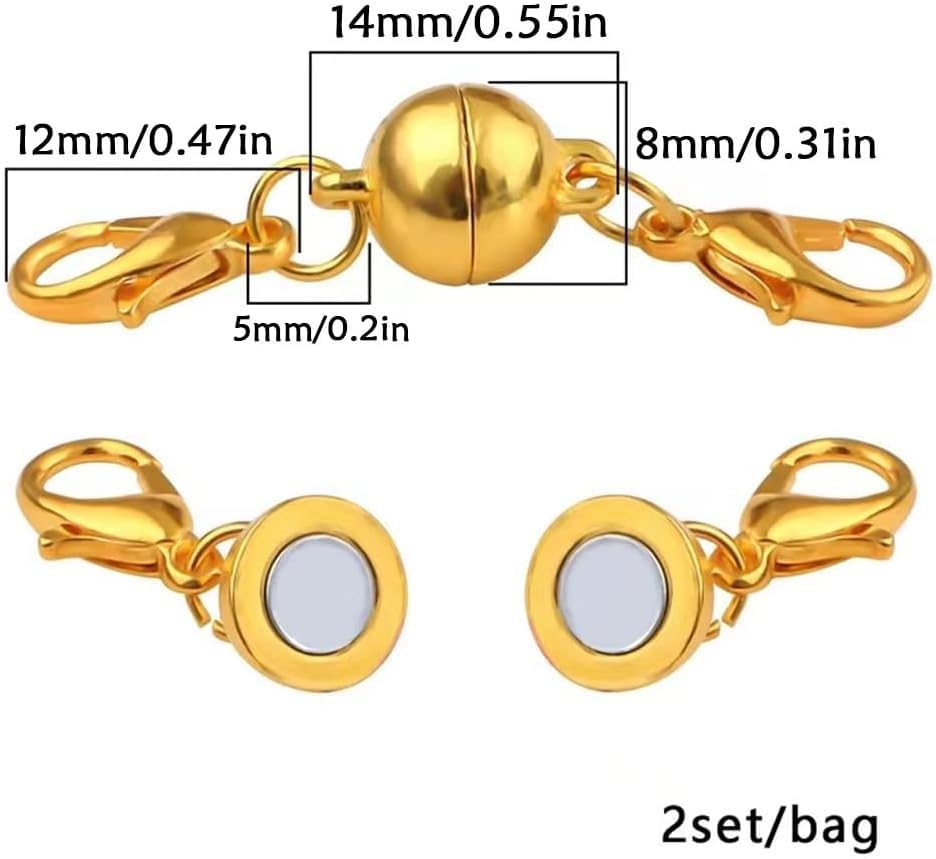 925 Silver Double Lobster Magnetic Necklace Clasps, Magnetic Necklace Clasps and Closures, Double Lobster Clasp Magnetic Jewelry Clasps for Necklaces (12PCS | Gold Silver) - color: 12PCS | gold silver