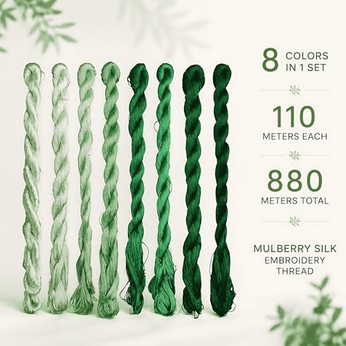 Natural 100% Silk Thread, Handmade Embroidery Thread Silk Floss 8 Colors 110m Each (71) - color: 71