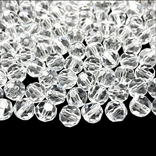 Jmassyang 100 Pieces 8mm Faceted Round Crystal Glass Beads Spacer Beads for Jewelry Making, Bracelets Necklaces Earrings Wind Chimes Suncatchers(Crystal Clear) - color: Crystal Clear, size: 8mm