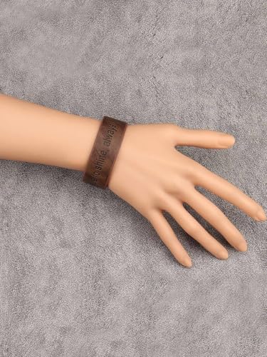 GelConnie Leather Cuff Bracelet Punk Braided Bracelets Rock Leather Wristbands Faux Mens Leather Bracelet Gothic Viking Bangle Adjustable Wrap Bracelet for Women,Men - color: Brown Engraved Leather Bracelet