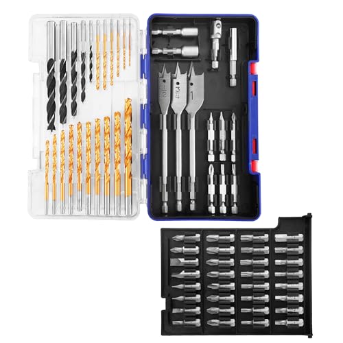 WORKPRO Drill Bit Set, 66-Pieces Impact Driver Bits Set and Screwdriver Bits Set for Screw Driving and Wood Metal Drilling with Storage Case, 1/4" Hex Shank - style: 66 PCS