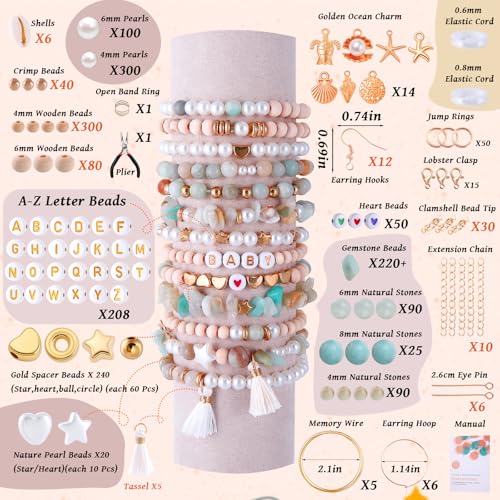 Wurosi 1927 PCS Jewelry Making Supplies Kit, Charm Bracelet Making Kit for Adults, Natural Stone Beads for Irregular Natural Stone, DIY Bracelet/Necklace/Earring/Rings - color: 1927 PCS Jewelry Making Supplies Kit
