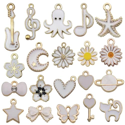 YouLuo 100Pcs Bracelet Charms for Jewelry Making Wholesale Bulk Jewelry Making Bracelets Charm KC Gold Alloy Charm Pendants and Gold Plated Enamel Charms Pendants for Bracelet Necklace - color: Gold-Multicolor