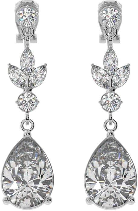 Aloha Earrings Non Pierced Silver Tone Clip On Sparkling Statement Dangling Earrings