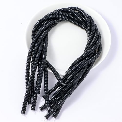 Natural Black Onyx Agate Disk Stone Spacer Beads 6x2mm 38cm/str Flat Rondelle Loose Semi Gemstone Caps for Making Bracelets Necklace - color: Black Onyx Agate