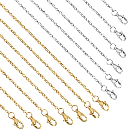 Lemonkey 24 Pack Necklace Chains Bulk,Gold and Silver Plated DIY Cable Link Chains for Jewelry Making 20 Inches - color: Gold and Silver, size: 20inch