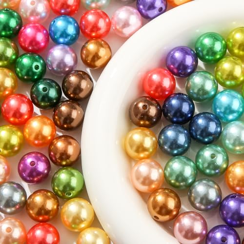 20mm Color Pearl Beads 180pcs Chunk Bubblegum Bead Color Beadbale Pen Ball Beads for Pen Bag Jewelry Making Necklace Bracelets (Pearl) - color: blue&red&green&yellow