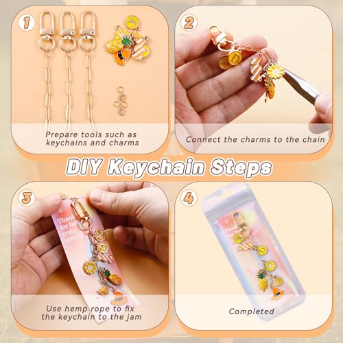 Wurosi 25 Set Paperclip Keychain Making Kit, Bag Charm Kit, 25 Keychain Clips, 25 Extender Chain, 25 Resealable Pouch Bag, 25 Thank You Cards, 5M Hemp Rope, Jewelry Making Kit for DIY Keyrings Charms - color: 25 Set Keychain Making Kit