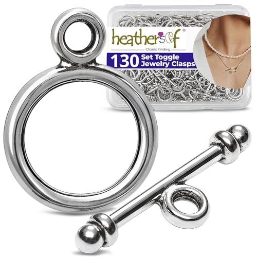Heather's cf Toggle Jewelry Clasps – Durable Quality, Antique Plain Silver Finish Toggle Clasps & Closures for Necklace, Bracelet & Charms – Ideal for DIY, & Jewelry Making – Small (Set of 130) - color: Silver small