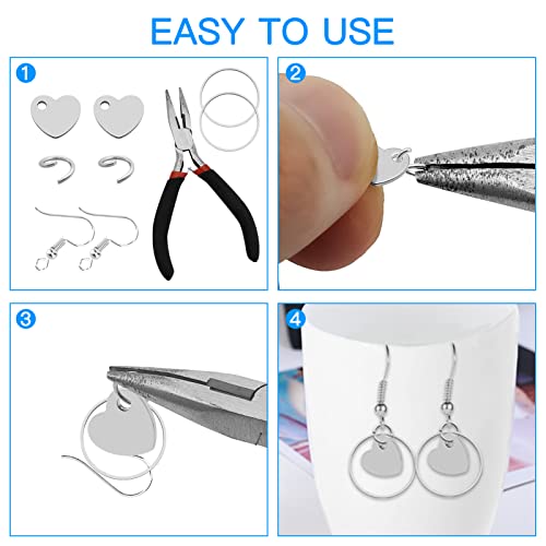 Ximalun 200 Pcs Stainless Steel Blank Heart Pendants Tiny Stamping Tag Flat Love Charm Small Dainty Pendants Metal Polished Love Heart Charms for Bracelet Necklace Jewelry DIY Craft Making(Silver)