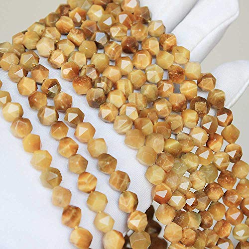 MJDCB Best Sellers Natural Stone Beads Faceted Polygon Golden Tiger Eye Crystal Energy Stone Healing Power for Jewelry Making(8mm) - color: Golden Tiger Eye