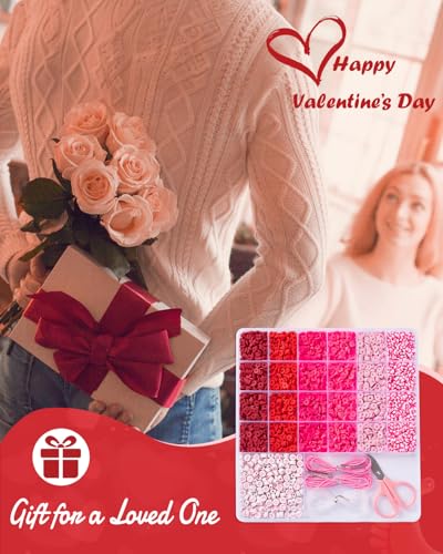 Goldwise Valentine's Day Friendship Bracelet Kit, Pink Beads, Jewelry Making Kit with Pink Clay Beads, Letter Beads and Charms, GIFS for Fans, Couples and Best Friends - size: Valentine's Day