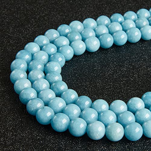 35pcs 10mm Deep Aquamarine Beads Natural Gemstone Beads Round Loose Beads for Jewelry Making - color: Aquamarine, size: 10mm
