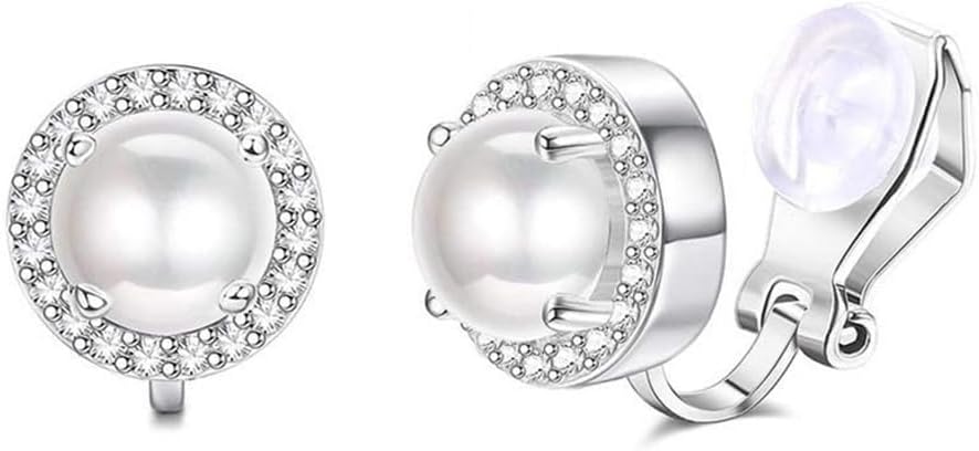 Aloha Earrings Round Halo Crystal Clip On Stud Earrings
