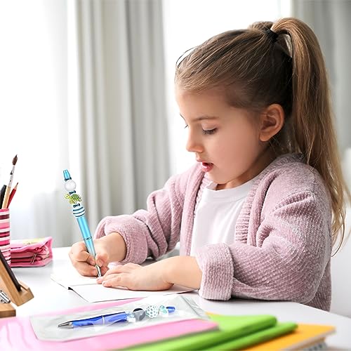 Colarr 24 Sets Plastic Beadable Pens DIY Pens Making Kit Assorted Wood Beads Crystal Spacer Black Ink Ballpoint for Women Crafts Office Family Gifts(Sea Animals) - style: Sea Animals