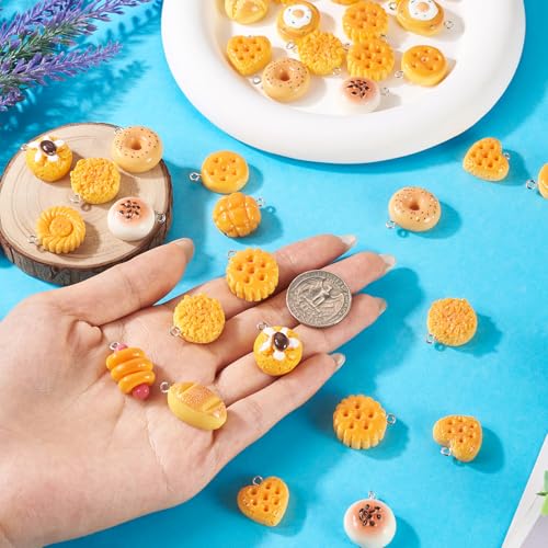 Craftdady Resin Plastic Miniature Food Snack Pendants Charms Ice Drink Juice Pendants Cute Bottle Fruit Keychain Charms Hang Ornament for DIY Craft Earring Bracelet Necklace Jewelry Making - color: Yellow Bread