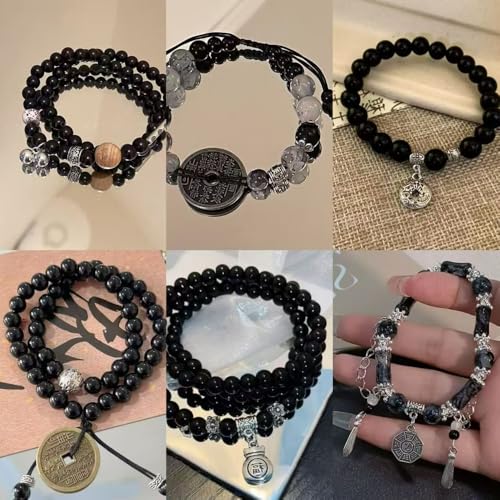 200PCS 8mm Glass Beads for Jewelry Making Soild Black Round Loose Beads for Bracelets DIY Crafts (Black) - color: 0Black