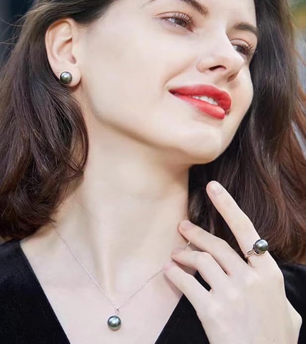 Gifts for Wife Anniversary 18K Gold Pearl Stud Earrings for Women- Genuine Handpicked Nature Tahitian Black Pearls Earring- Birthday Christmas Mothers Day Valentine's Jewelry Gifts