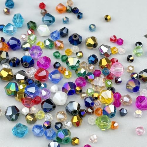 200pcs 6mm Bicone Crystal Glass Beads Faceted Bicone Crystal Beads Bulk Glass Spacer Beads for Bracelets Necklace Pendants Earrings DIY Jewelry Craft Making(Crystal Pink AB) - color: Crystal Pink AB, size: 6mm