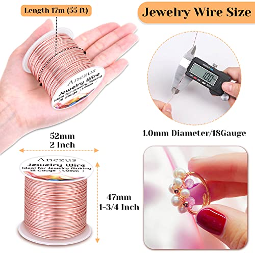 18 Gauge Jewelry Wire for Jewelry Making, Anezus Rose Gold Craft Wire Tarnish Resistant Copper Beading Wire for Jewelry Making Supplies and Crafting (Rose Gold) - color: Rose Gold