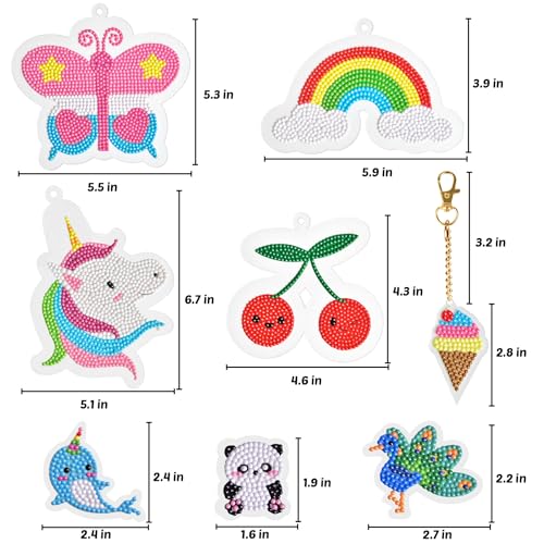 FUN LITTLE TOYS 24Pcs Diamond Art Kits, Diamond Painting Kits, Arts and Crafts for Kids Ages 6-12, Gem Art As Gifts Ideas for Girls and Boys, Small Diamond Painting Stickers, Kids Craft Age 6+