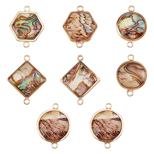 BENECREAT Abalone Shell Charms, Paua Shell Pendant Shell Charms for Jewelry Making - color: 4 Style Connector