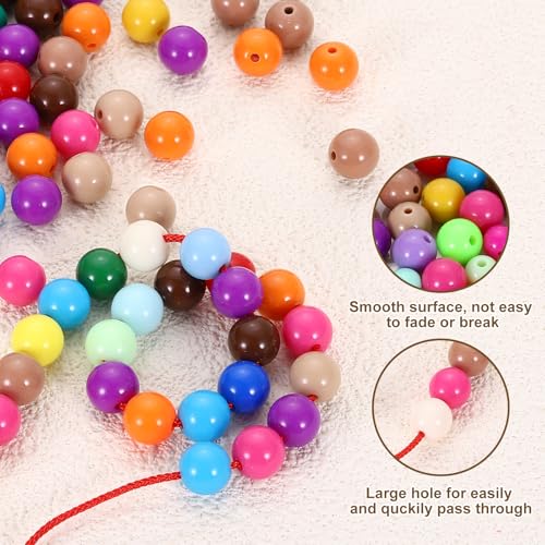 HARFINGTON 200pcs Cream Pink Acrylic Round Beads 10mm Dia 1.9mm Hole Plastic Resin Smooth Balls Loose Bead for Jewelry Making Bracelets Necklace Earrings DIY - color: Cream Pink, size: 10mm