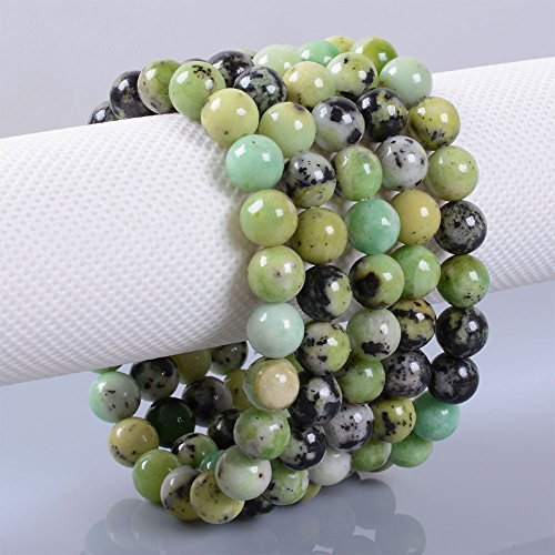 Justinstones 8mm Round Beads Stretch Bracelet 7 Inch Unisex - color: Australian Chrysoprase
