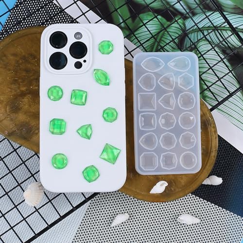 2 Pcs Faceted Gemstone Silicone Mold,Gem Jewelry Casting Mold,Resin Jewelry Casting Molds for Making Earrings Jewelry Making Crafting Projects - color: mix