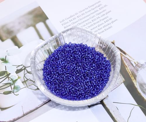 Round Glass Beads Penta Angel 2200Pcs 2mm Mini Craft Loose Spacer Pony Beads for Earring Bracelets Necklace Waist Beads Jewelry Making (Royal Blue) - color: Royal Blue