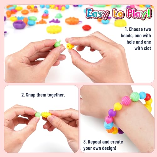 FUNZBO 1600 Pcs Pop Beads with Bracelet Making Kit, Jewelry Making Kit for Little Girls, Arts and Crafts Toys, Necklace Bracelet Ring Snap Set, Birthday Gifts for Kids Ages 3-9 Years Old - size: XX-Large