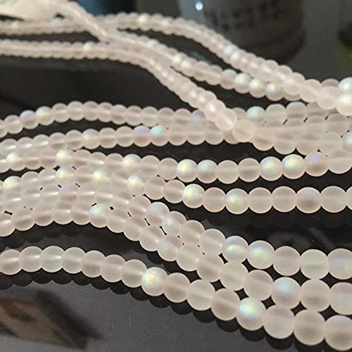 200 Pcs Matte Crystal Glass Beads Mermaid Aurora Beads with Hole Jewelry Making Crafts DIY 8mm - size: 8mm